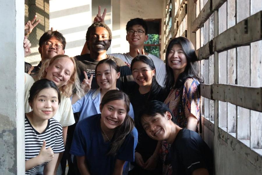 students taking a group photo